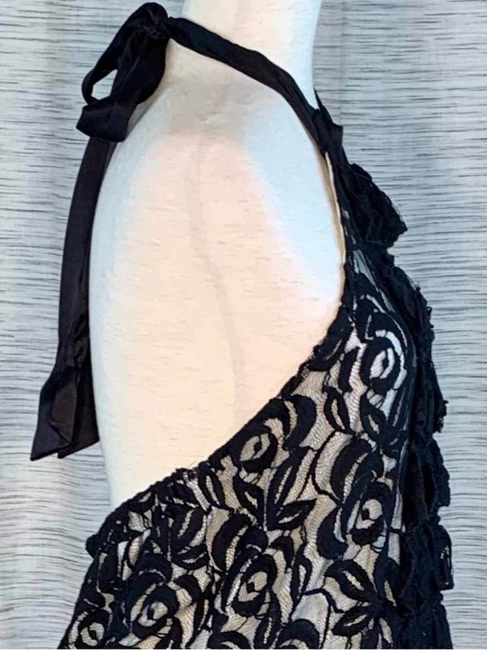 Lu Lu Lame black lace with white lining halter top. - Picture 13 of 15